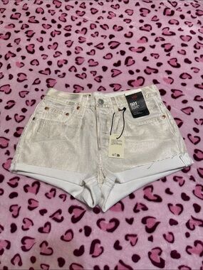 Levi's Metallic White 501 High-Rise Jean Shorts